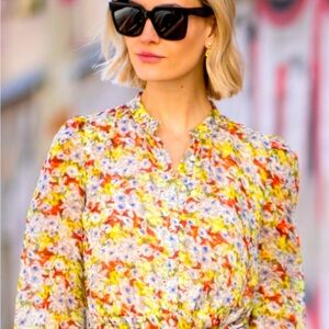 Paris Atelier & Other Stories Floral Long Sleeve Dress knee length sz 2 flutter